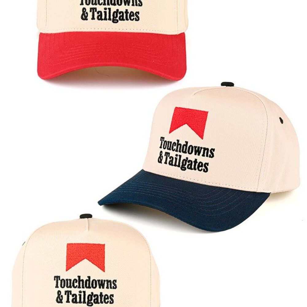 TOUCHDOWNS and TAILGATES Letter Embroidered on Two Tone Trucker Hat Baseball Cap